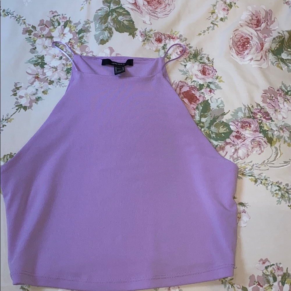 a lavender tank top